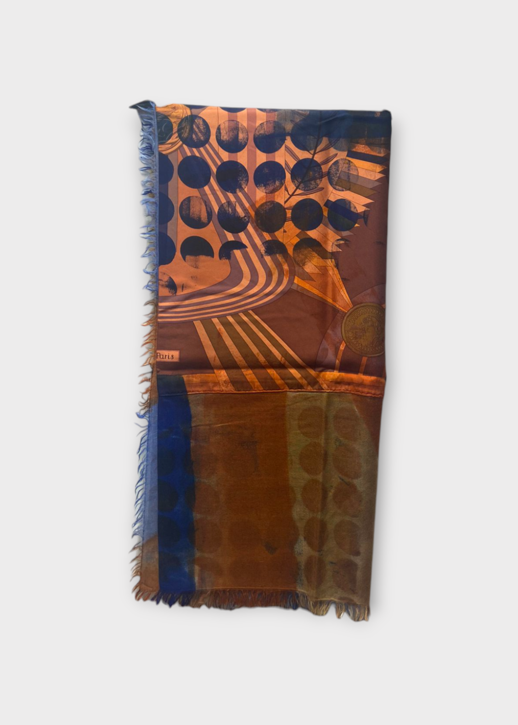 Dianora Salviati Dianora Salviati Scarf, Multi, Hermes x Vintage Silk & Cashmere Double Contrast Hand Painted Two Sided Scarf In Multicolour w/ Cashmere Lining