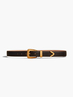 Khaite Khaite Belt, Brown, Benny Leather Belt in Dark Brown w/ Gold Buckle