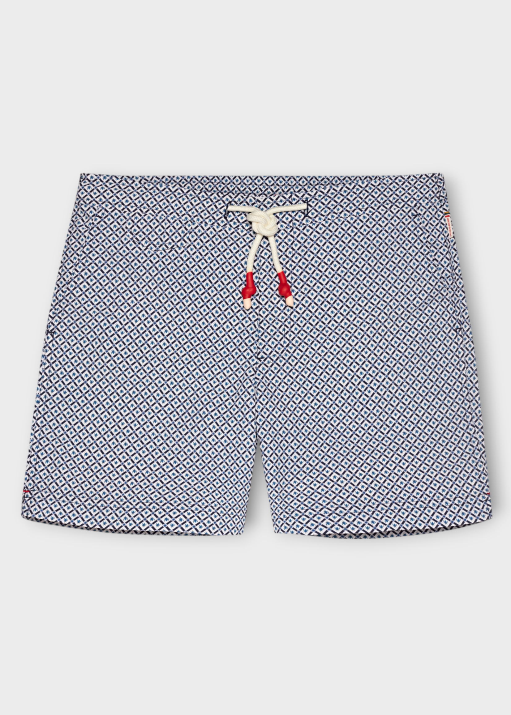 Orlebar Brown Orlebar Brown Swimwear, Multi, Standard Scara Geo Swim Trunks In Springfield Blue & White Sand