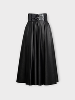 Alaia Alaia Skirt, Black, Soft Leather Belted Midi Skirt In Black Alaia