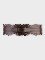 Alaia Alaia Belt, Black, Calfskin Bustier Lace Inspired Belt In Vienne Wave