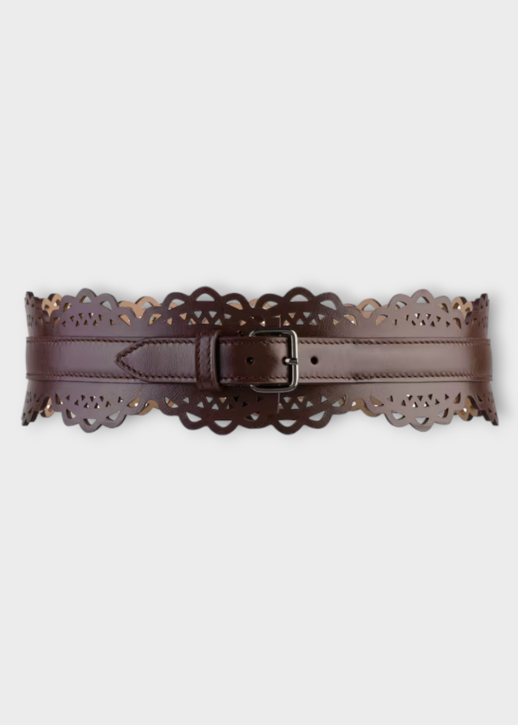 Alaia Alaia Belt, Black, Calfskin Bustier Lace Inspired Belt In Vienne Wave