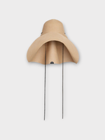 Alaia Alaia Hat, Beige, Capeline Paper Straw Hat in Natural w/ Eyelets Studs Strap