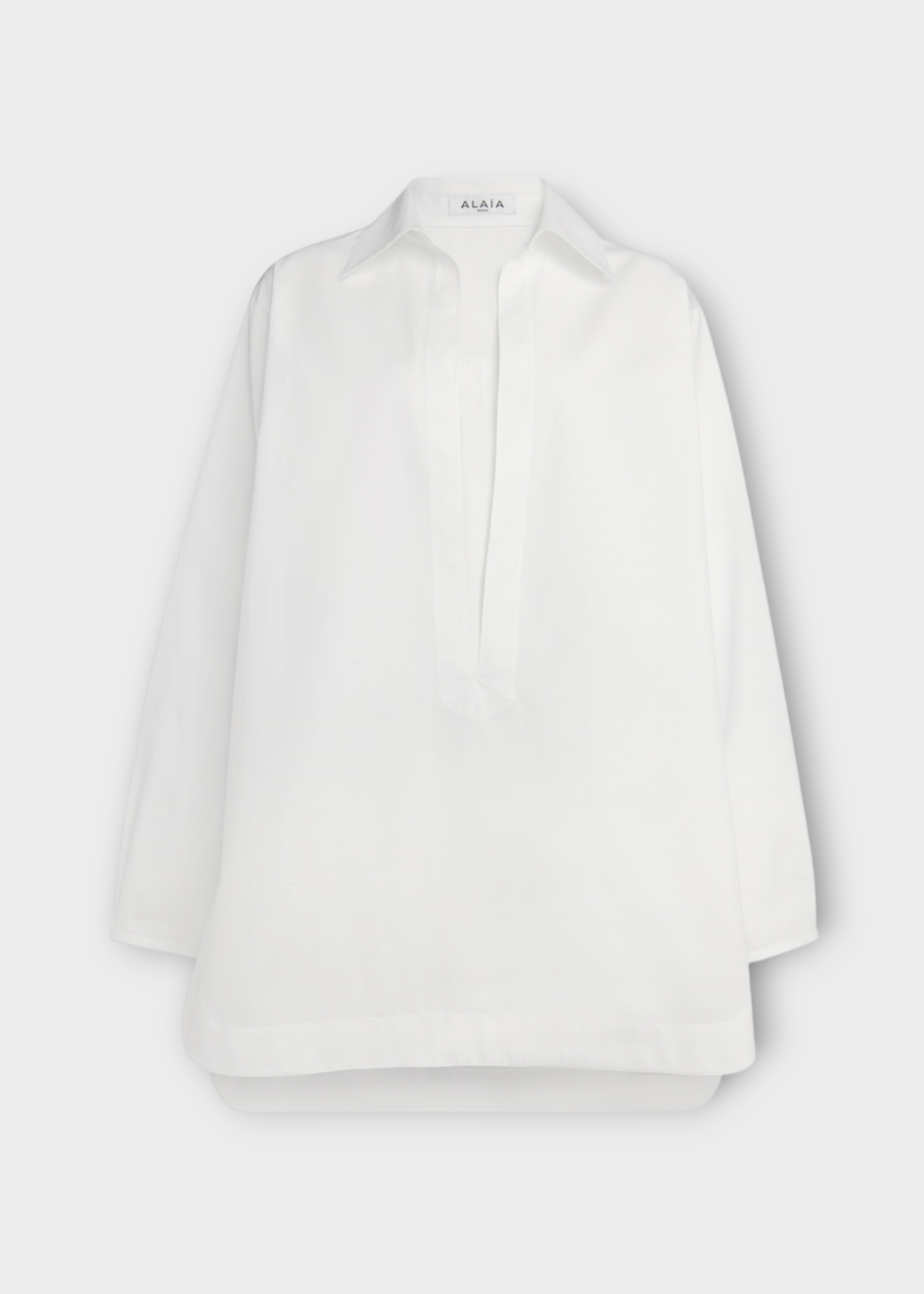 Alaia Alaia Dress, White, Plunging Neckline Colared Tunic Shirt Dress