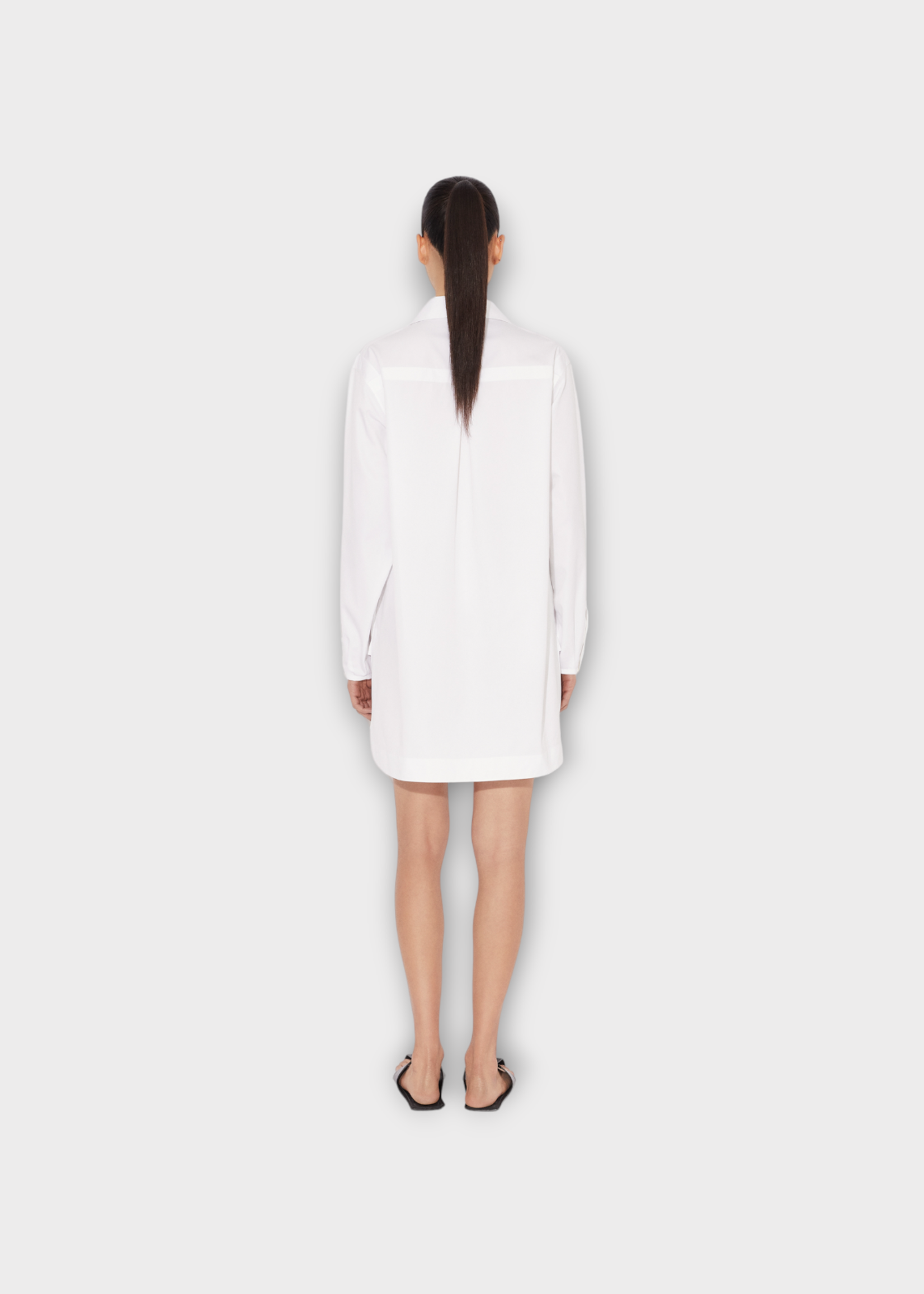 Alaia Alaia Dress, White, Plunging Neckline Colared Tunic Shirt Dress
