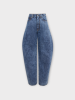 Alaia Alaia Jeans, Blue, High Waist Round Denim Pants In Snow Denim