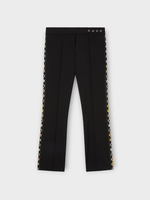 Emilio Pucci Emilio Pucci Trousers, Black, Virgin Wool Slim Fit Mid Rise Trousers in Black w/ Vivara Print Trims