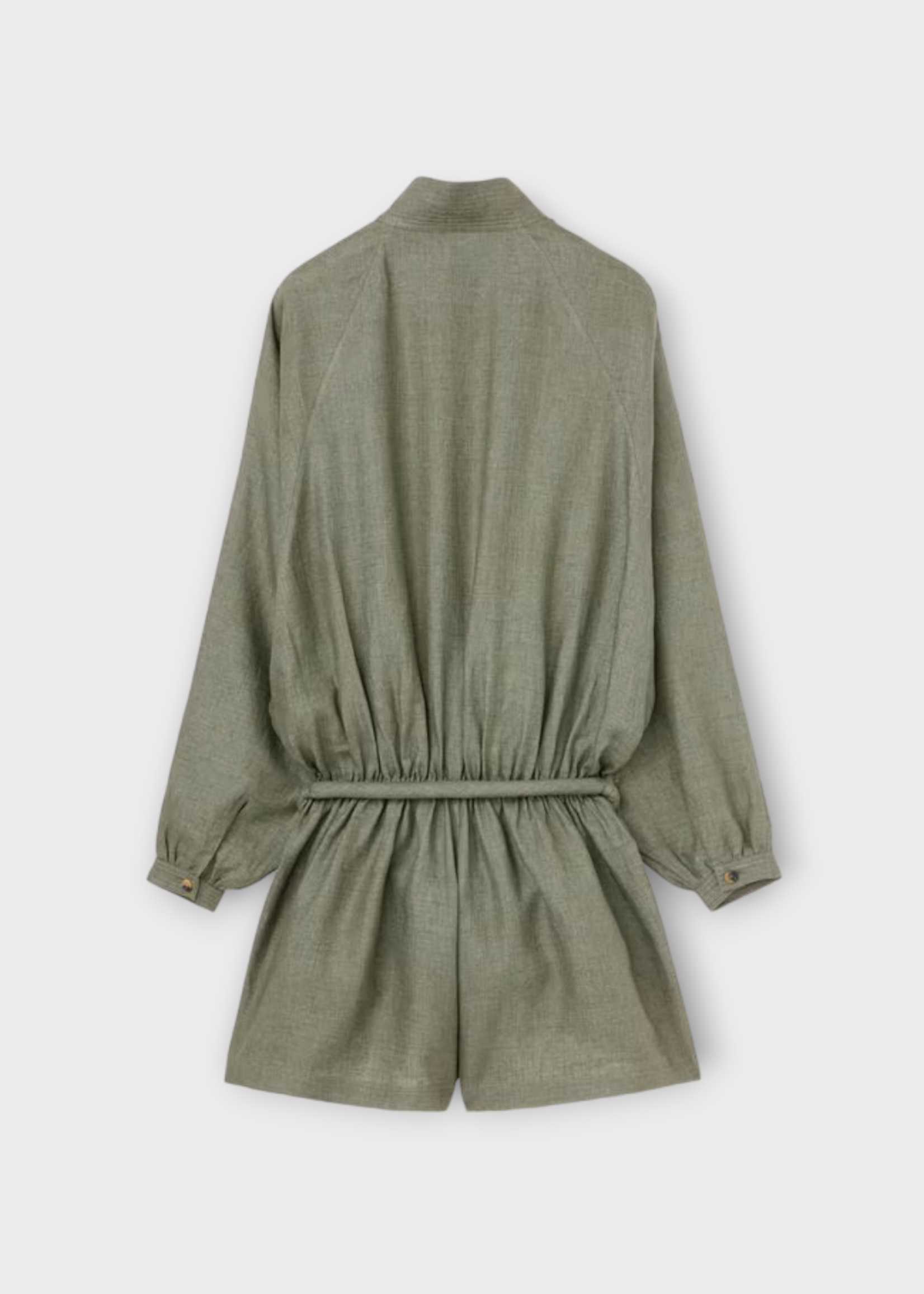Loro Piana Loro Piana Dress, Green, Rose Solaire Linen High Neck Long Sleeve Mini Dress In Green Landscape