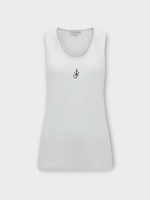 J.W. Anderson J.W. Anderson Top, White, Cotton Ribbed Tank Top In White w/ Anchor Embroidery