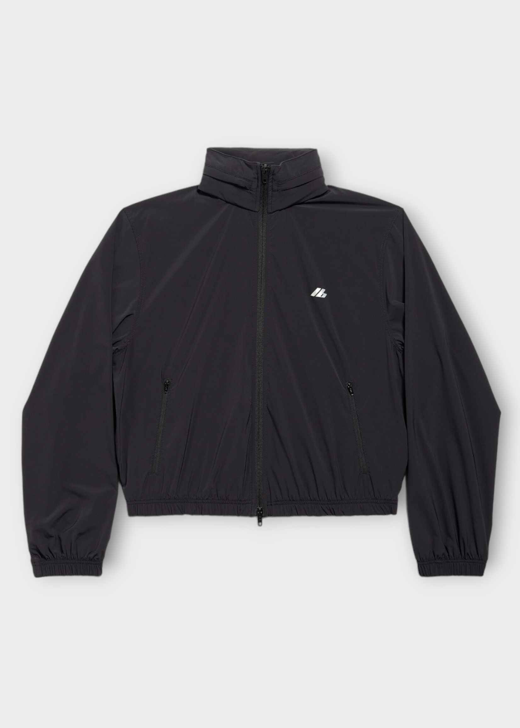Balenciaga Balenciaga Jacket, Black, High Neck Stretch Nylon Shrunk Zip Up Windbreaker