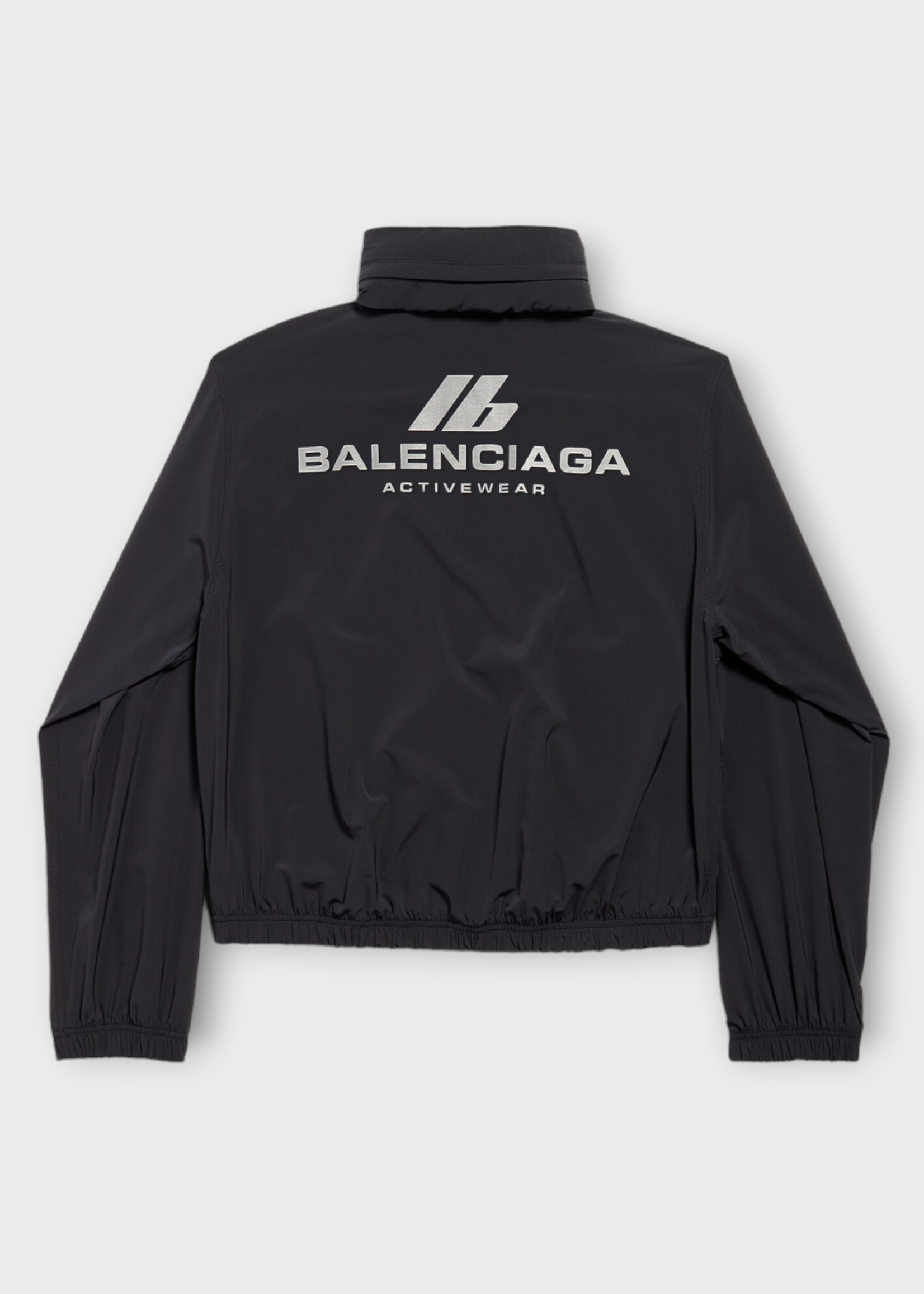 Balenciaga Balenciaga Jacket, Black, High Neck Stretch Nylon Shrunk Zip Up Windbreaker