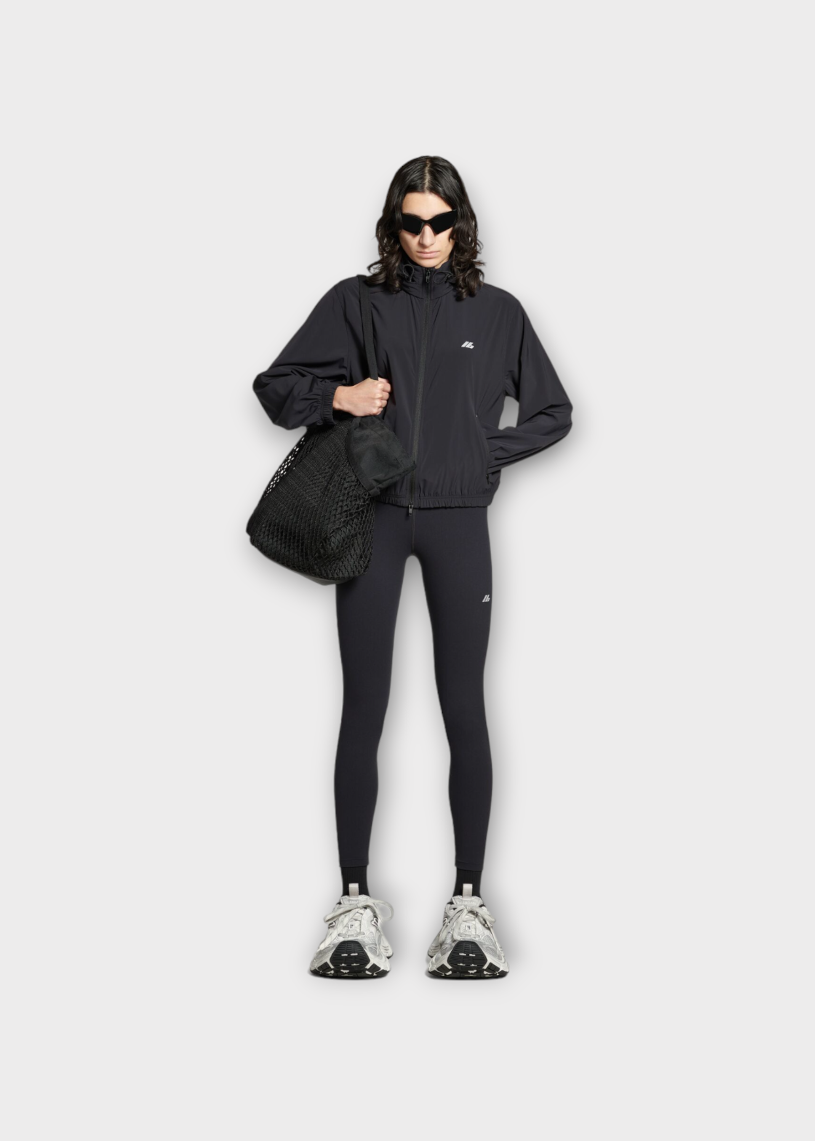 Balenciaga Balenciaga Jacket, Black, High Neck Stretch Nylon Shrunk Zip Up Windbreaker