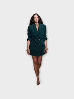 Julie de Libran Julie de Libran Jacket, Green, Elizabeth Velvet Collared Button Up in Pinegrove w/ Side Pockets