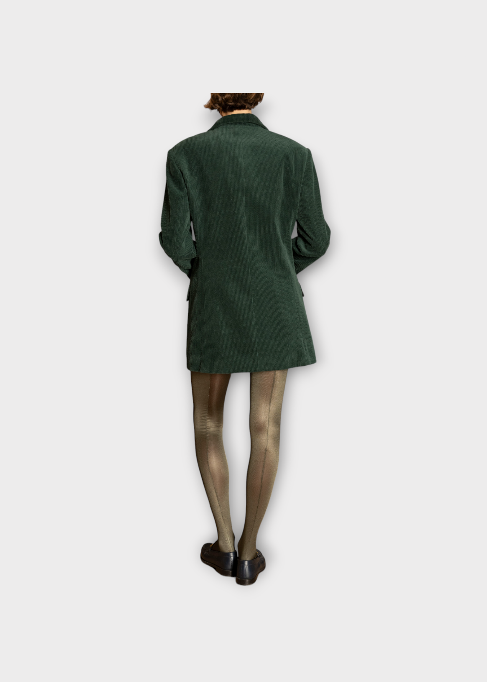 Julie de Libran Julie de Libran Jacket, Green, Elizabeth Velvet Collared Button Up in Pinegrove w/ Side Pockets