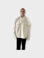 Marie Adam Leenaerdt Marie Adam Leenaerdt Jacket, White, Oversized Button Up Denim Jacket w/ Inserted Collar
