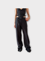Marie Adam Leenaerdt Marie Adam Leenaerdt Trousers, Black, High Waist Straight Leg Classic Double Spandex Pants