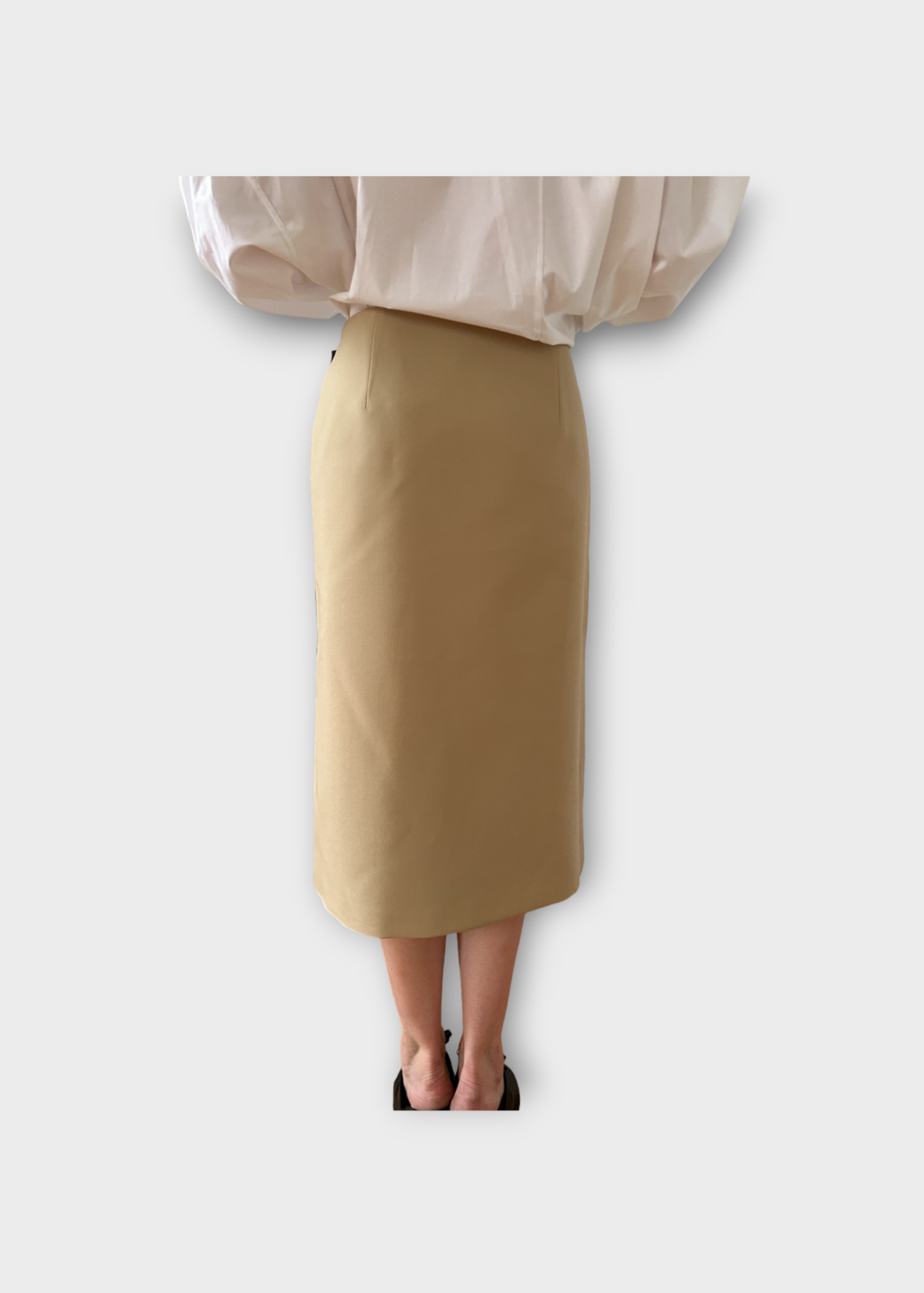 Marie Adam Leenaerdt Marie Adam Leenaerdt Skirt, Multi, Reversible Suit Midi Skirt In Beige & Grey