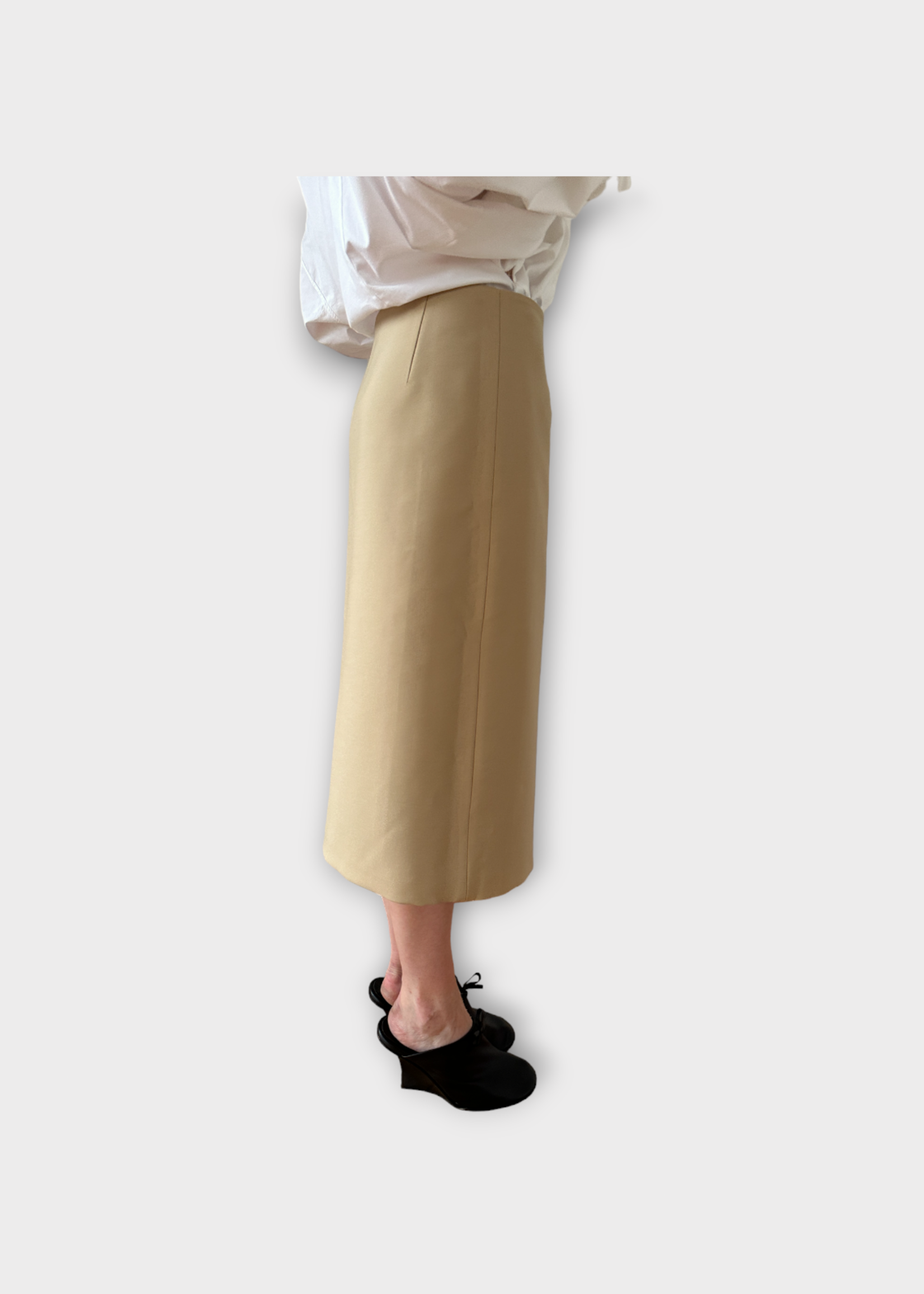 Marie Adam Leenaerdt Marie Adam Leenaerdt Skirt, Multi, Reversible Suit Midi Skirt In Beige & Grey