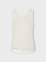 Rabanne Rabanne Top, White, Crew Neck Tank Top In White w/ Signature Piercing X Sunkiss Collection