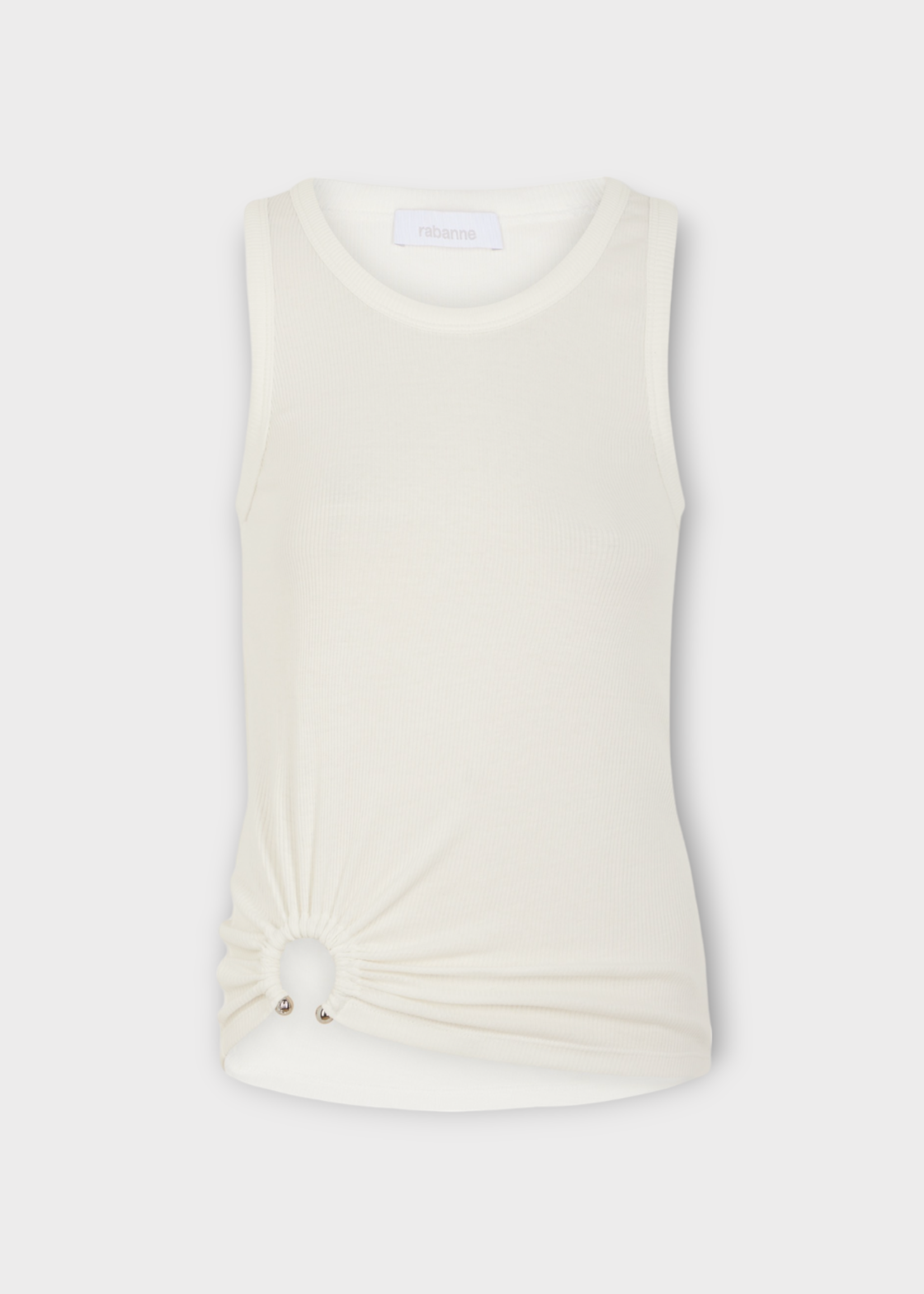 Rabanne Rabanne Top, White, Crew Neck Tank Top In White w/ Signature Piercing X Sunkiss Collection