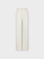Rabanne Rabanne Jeans, White, High Waist Flared Denim Trousers In Off White w/ 1969 Discs Signature X Sunkiss Collection