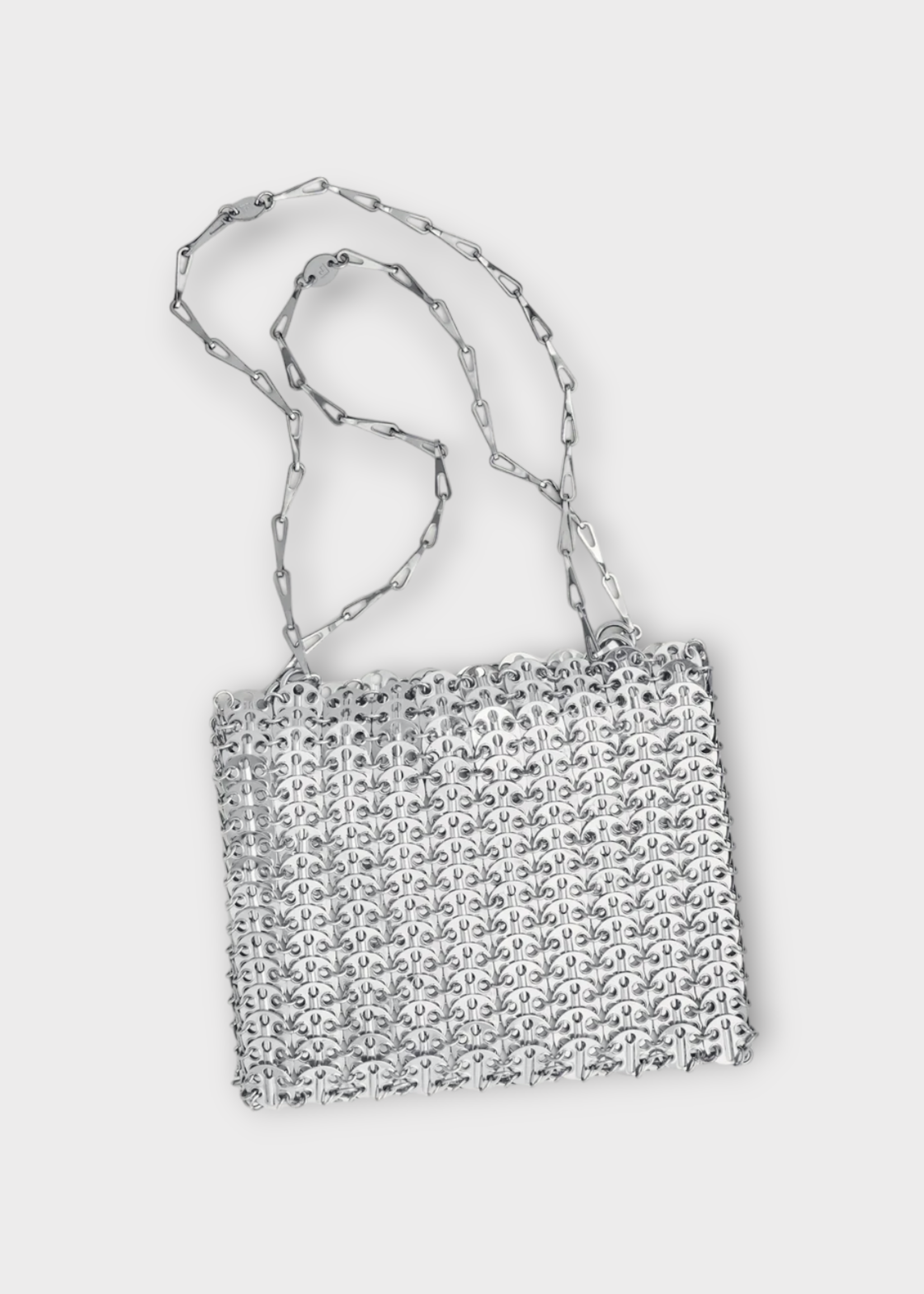 Rabanne Rabanne Bag, Silver, Iconic 1969 Metallic Disc Bag In Silver W/ Chain Shoulder Strap