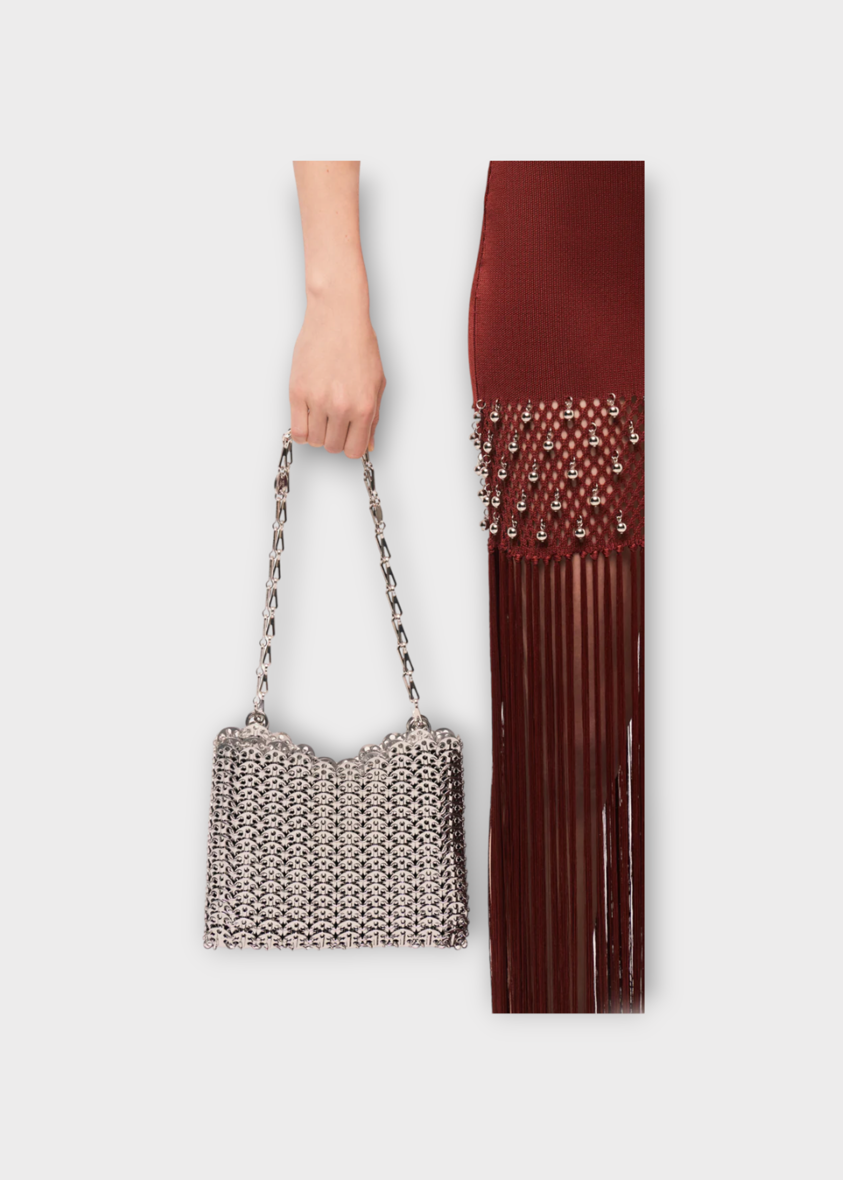 Rabanne Rabanne Bag, Silver, Iconic 1969 Metallic Disc Bag In Silver W/ Chain Shoulder Strap