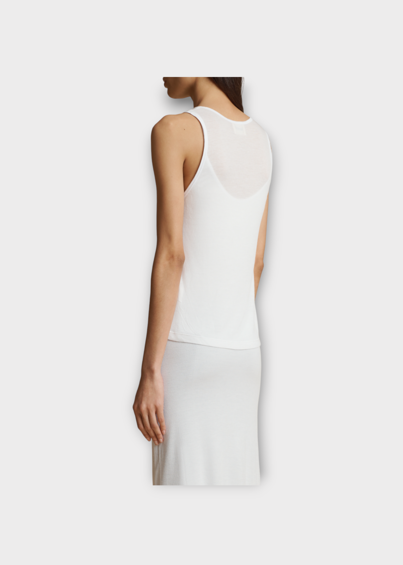 Khaite Khaite Top, White, Johnnie Cotton Ribbed Sleeveless Tank Top