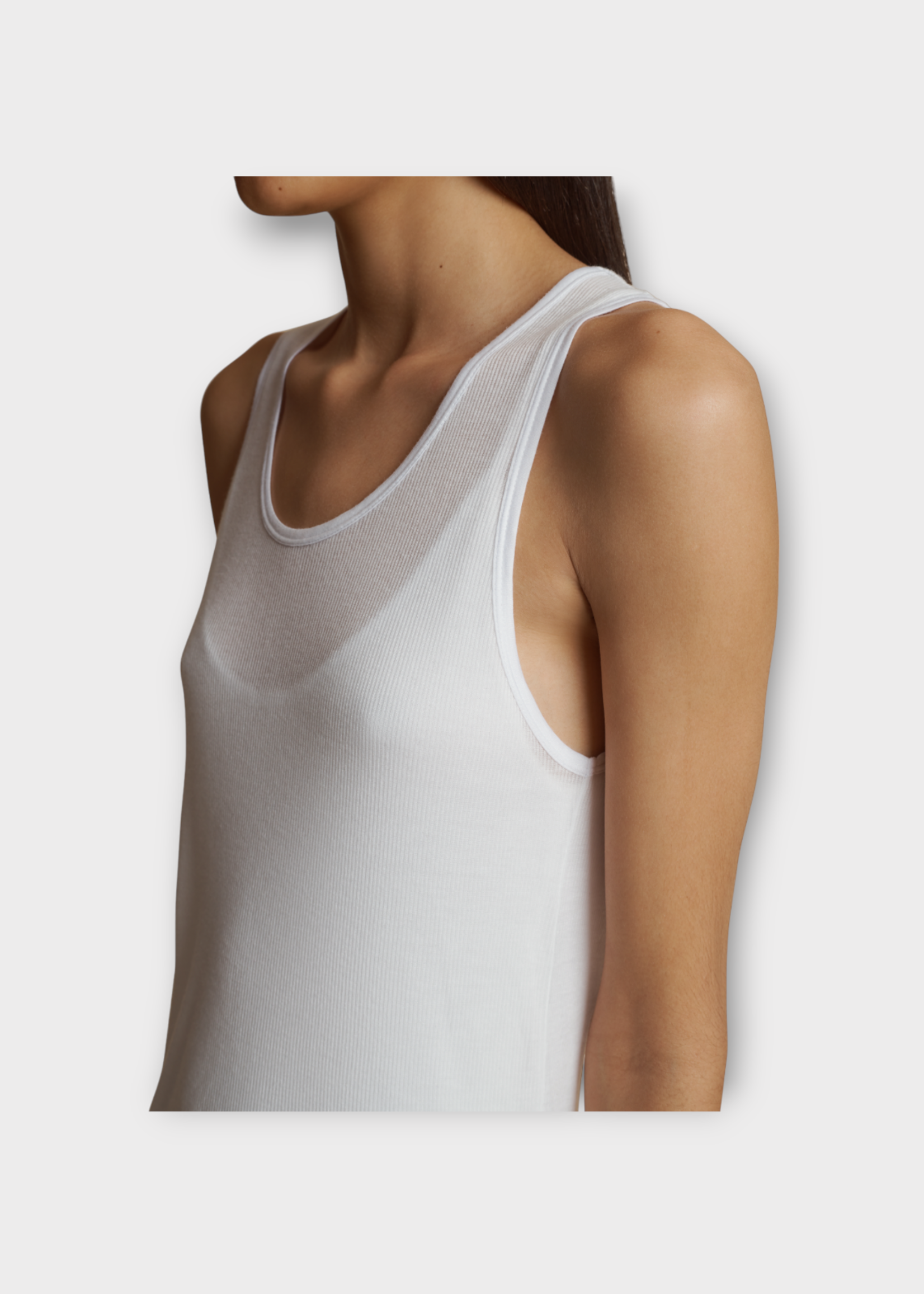 Khaite Khaite Top, White, Johnnie Cotton Ribbed Sleeveless Tank Top