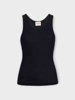 Khaite Khaite Top, Black, Johnnie Cotton Ribbed Sleeveless Tank Top
