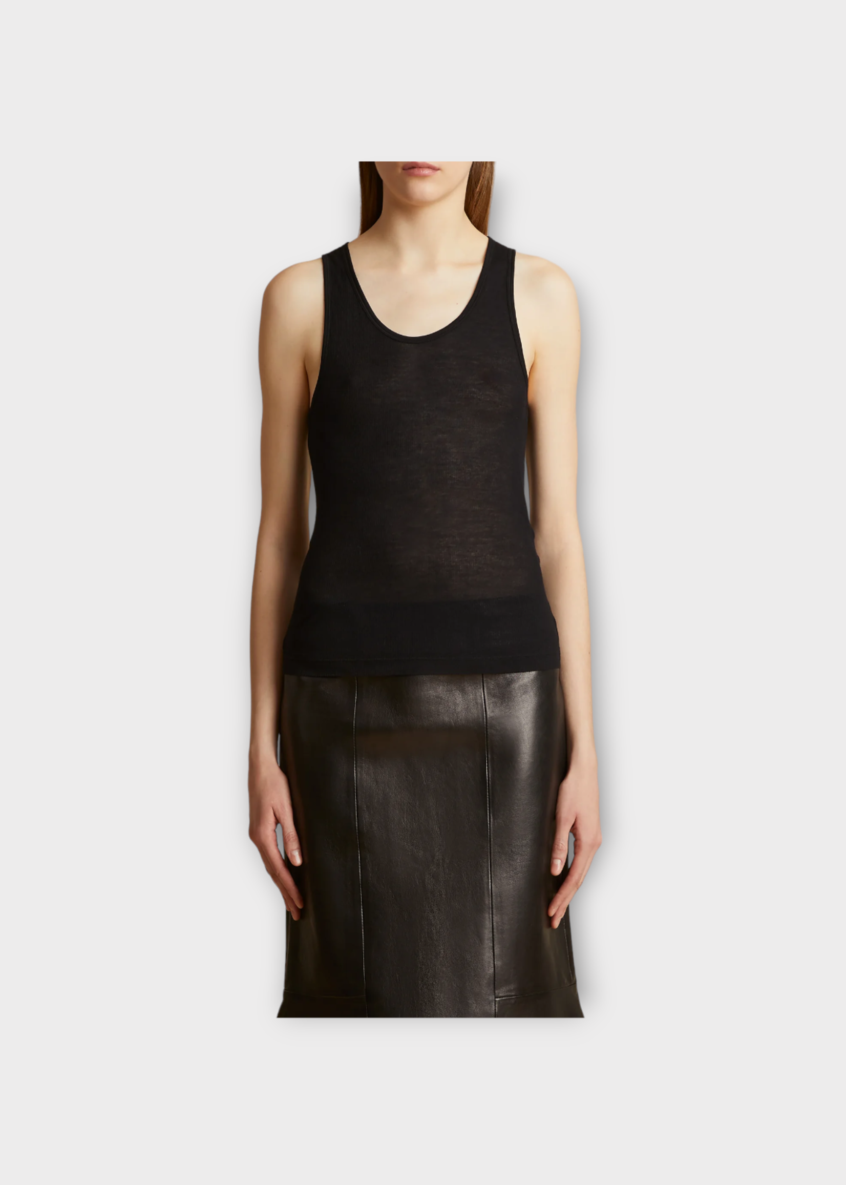 Khaite Khaite Top, Black, Johnnie Cotton Ribbed Sleeveless Tank Top