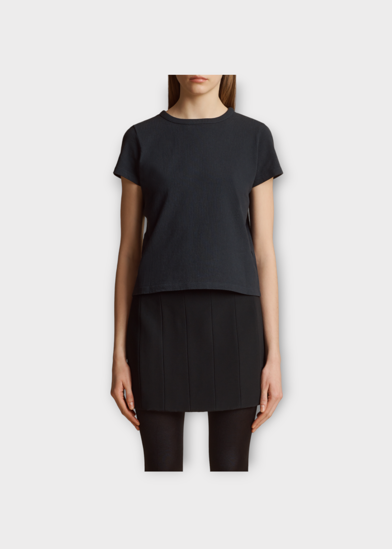Khaite Khaite Top, Black, Samson Tee Crew Neck T-Shirt In Washed Black