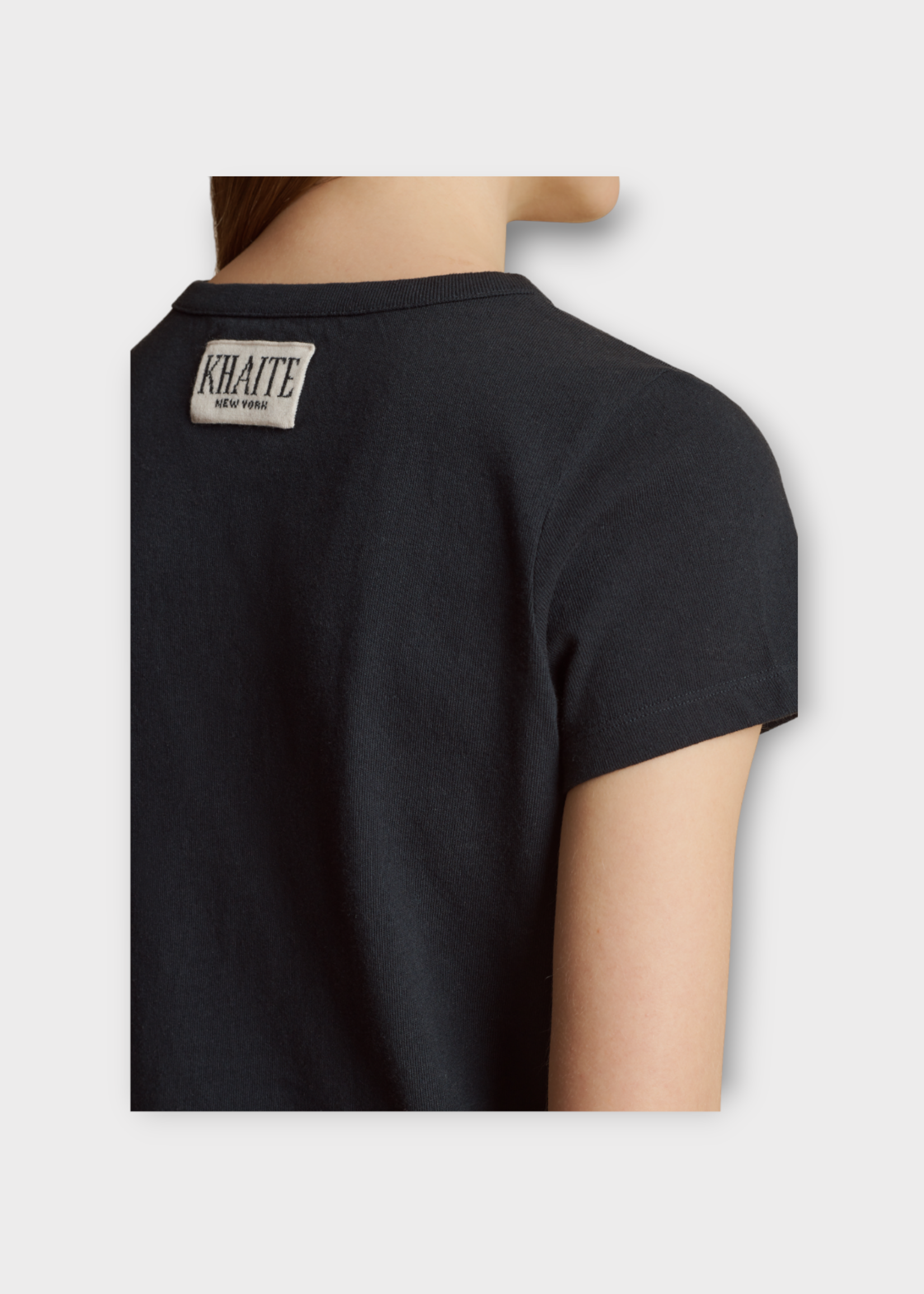 Khaite Khaite Top, Black, Samson Tee Crew Neck T-Shirt In Washed Black