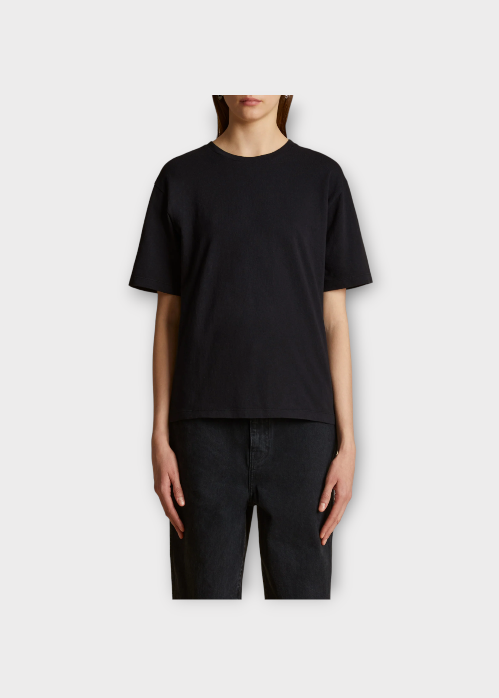 Khaite Khaite T-Shirt, Black, Mae Cotton Crew Neck Loose Fit Short Sleeve Tee Shirt