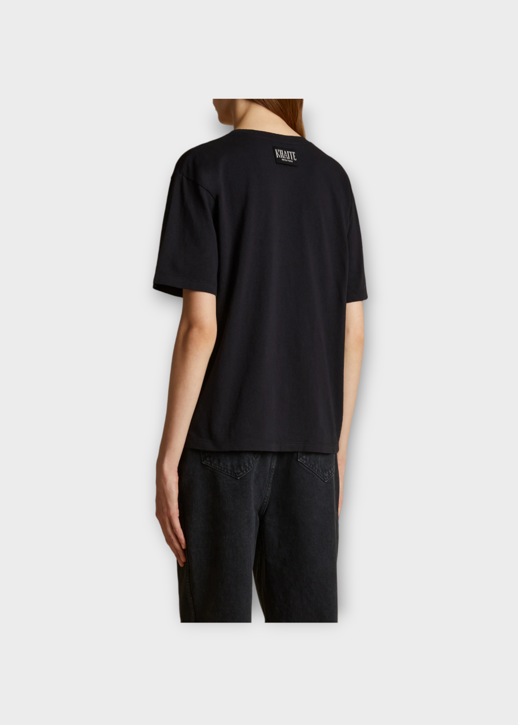 Khaite Khaite T-Shirt, Black, Mae Cotton Crew Neck Loose Fit Short Sleeve Tee Shirt