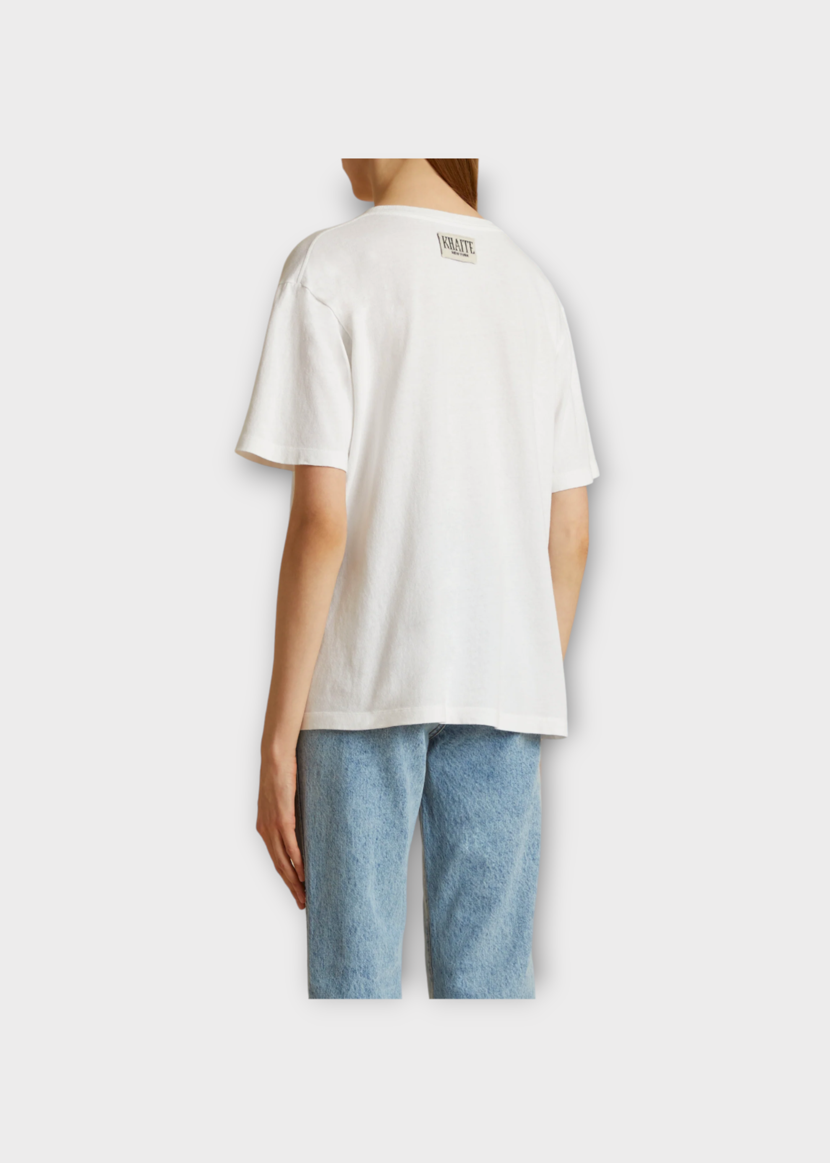 Khaite Khaite T-Shirt, White, Mae Cotton Crew Neck Loose Fit Short Sleeve Tee Shirt