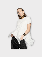 Marques' Almeida Marques' Almeida Top, White, Crew Neck Short Sleeve Asymmetric Plisse Top