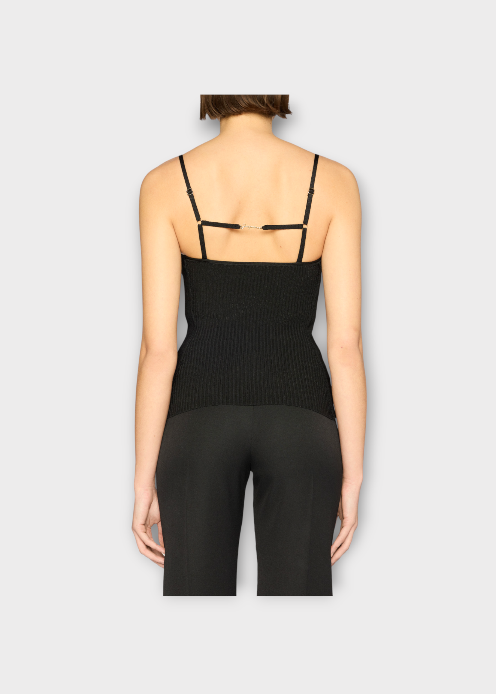 Jacquemus Jacquemus Top, Black, Le Haut Sierra Ribbed Lingerie Tank Top In Black w/ Adjustable Straps