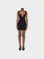 Jacquemus Jacquemus Dress, Black, La Mini Robe Sierra Fitted Scalloped Mini Dress In Black w/ Metal Charm Logo