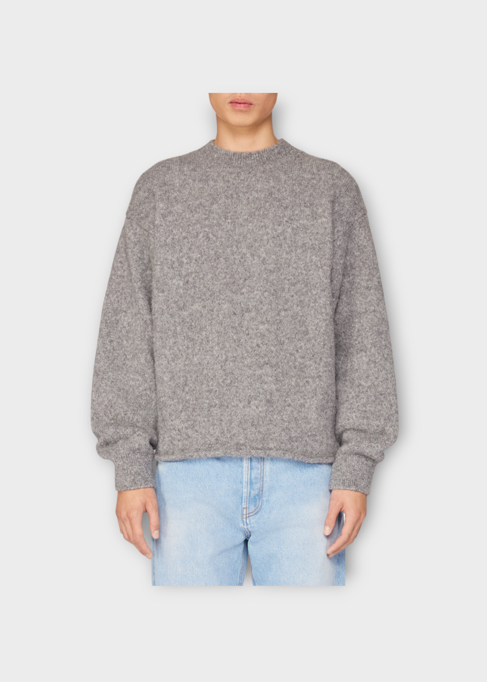 Jacquemus Jacquemus Knitwear, Grey, Le Pull Jacquemus Alpaca Wool Mix Crew Neck Pullover In Grey