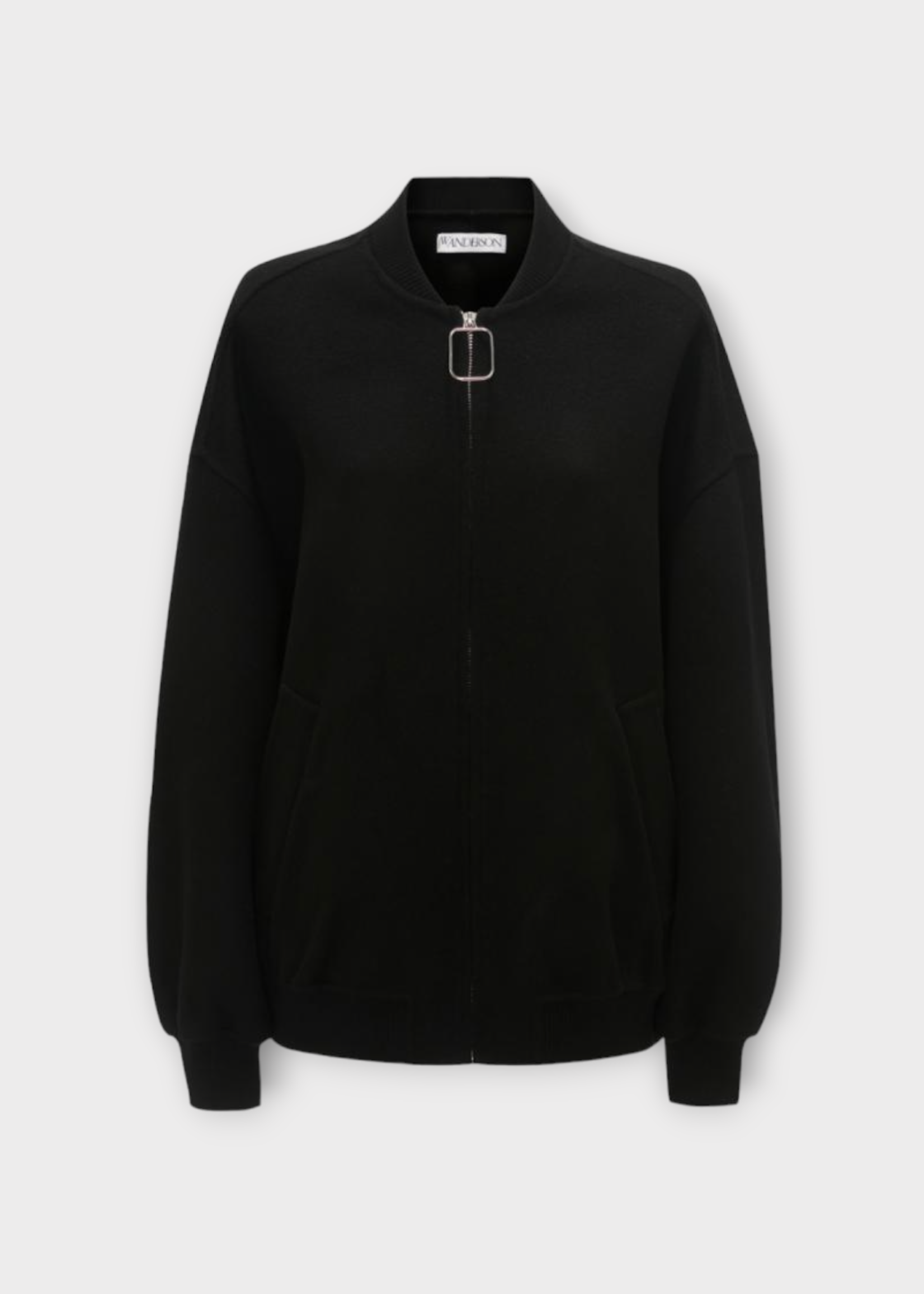 J.W. Anderson J.W. Anderson Jacket, Black, Double Face Wool Coating JWA Puller Oversized Bomber Jacket In Black