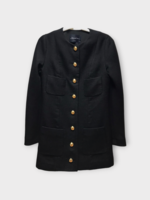 Julie de Libran Julie de Libran Coat, Black, Gabriel Wool Crew Neck Button Up Coat Dress