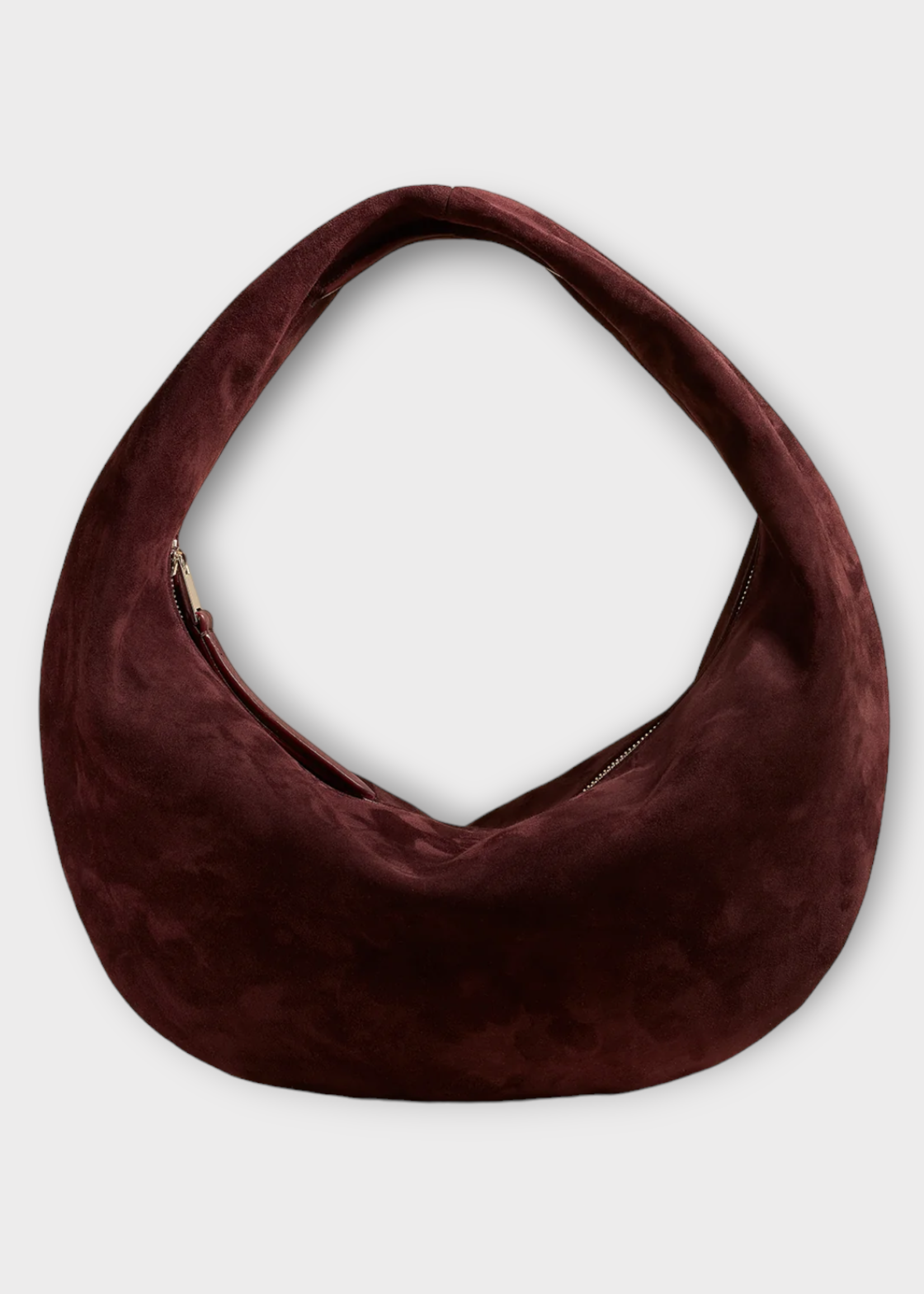 Khaite Khaite Bag, Purple, Olivia Hobo Suede Leather Medium Hand Bag In Rouge Noir