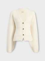 Khaite Khaite Knitwear, White, Scarlet Cashmere V-Neck Button Up Cardigan in Glaze