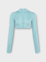 Alaia Alaia Knitwear, Green, Crinoline Round Neck Cropped Cardigan In Menthe