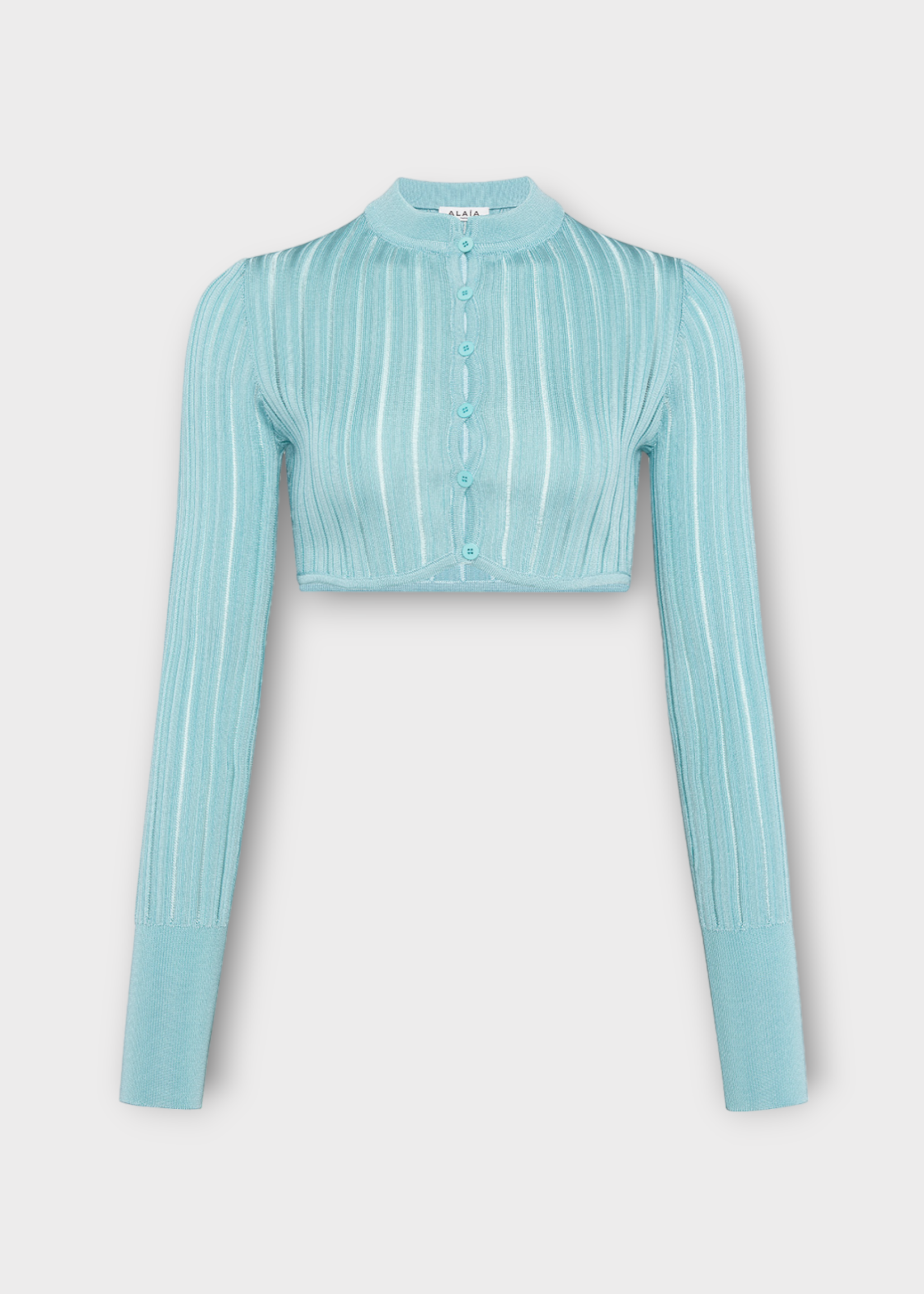 Alaia Alaia Knitwear, Green, Crinoline Round Neck Cropped Cardigan In Menthe