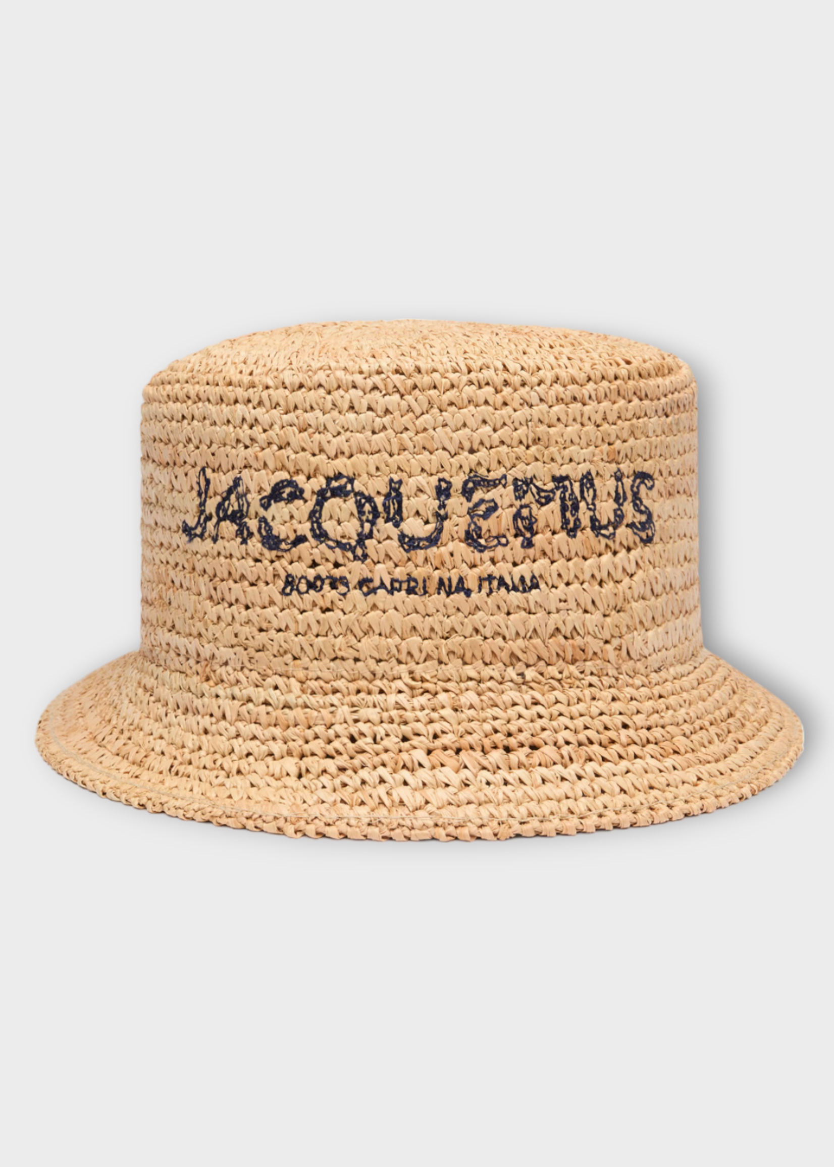 Jacquemus Jacquemus Hat, Beige, Le Bob Pesco Embroidered Raffia Bucket Hat In Natural