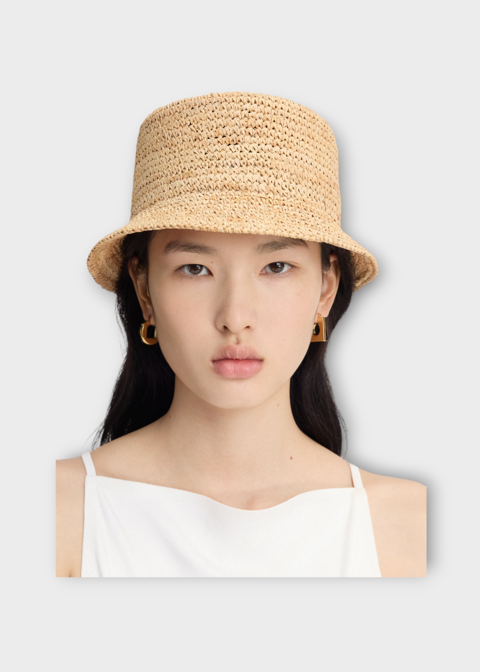 Jacquemus Jacquemus Hat, Beige, Le Bob Pesco Embroidered Raffia Bucket Hat In Natural