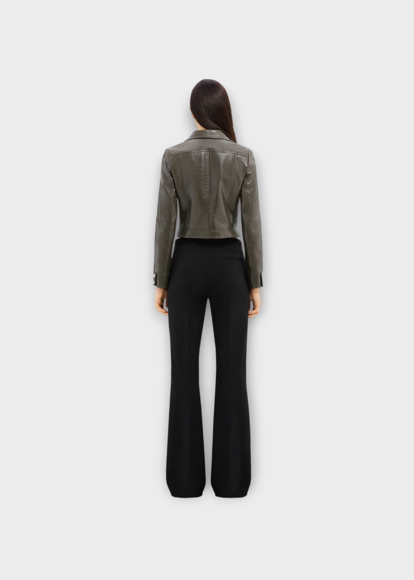 Courreges Courreges Jacket, Green, Reedition High Neck Cropped Iconic Vinyl Jacket In Camouflage Green