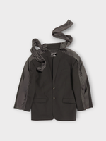 Y/Project Y/Project Jacket, Black, High Neck Insert Scarf Deconstructed Blazer In Black w/ Dropped Double Shoulders